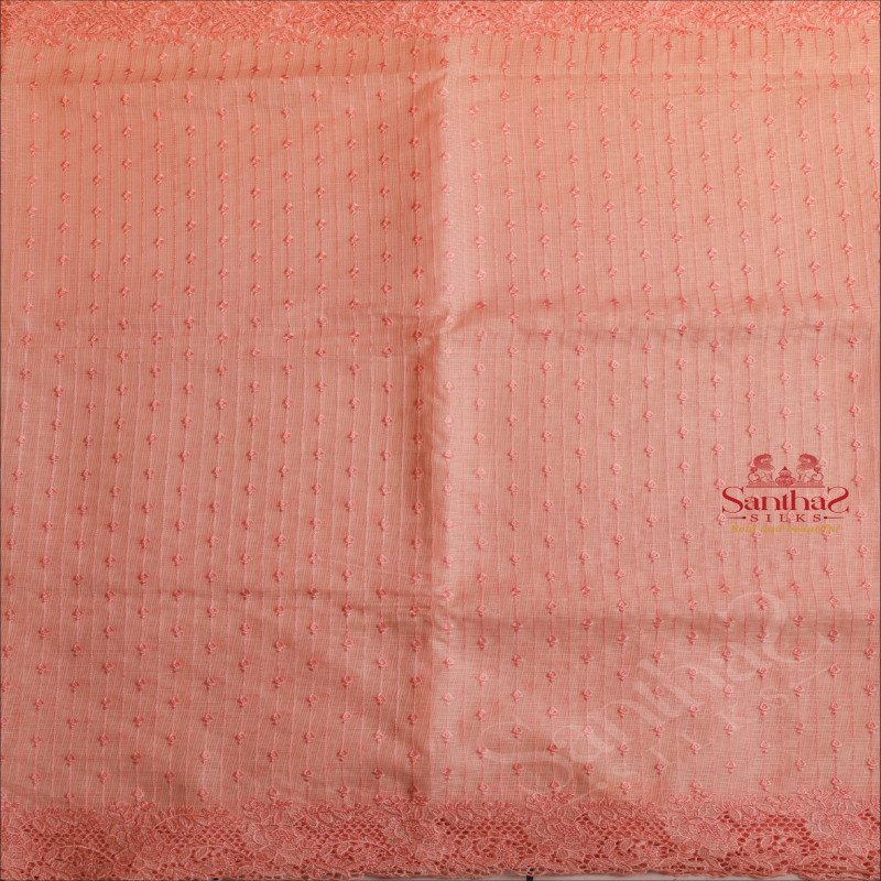 PINK COLOUR KOTA SAREE WITH CUT WORK PATTERN WITH SELF BLOUSE