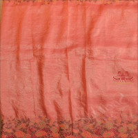 PASTEL PINK COLOUR CRUSH TISSUE SAREE WITH CUT WORK FLORAL BORDER WITH SELF BLOUSE