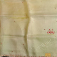 PISTHA COLOUR ORGANZA TISSUE SAREE WITH MIRROR WORK SCALLOP BORDER WITH SELF BLOUSE