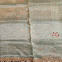 TIFFANY BLUE COLOUR ORGANZA TISSUE SAREE WITH FANCY FLORAL BORDER AND BUTTA WITH SELF BLOUSE