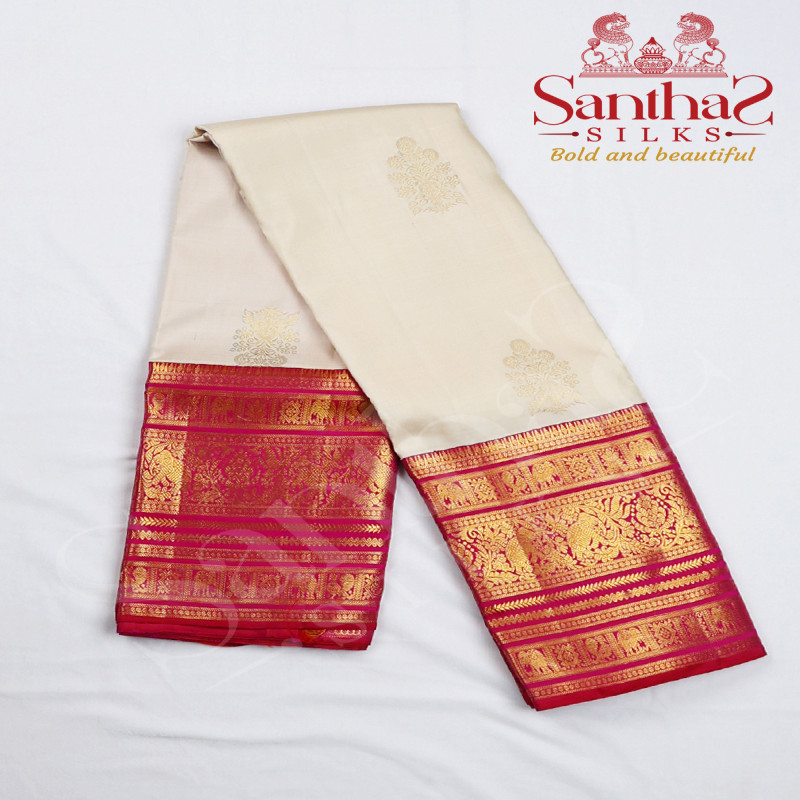 Sandal Body with Fucshia Pink Korvai Border
