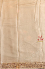 MILK WHITE COLOUR FANCY TISSUE WORK SAREE WITH SELF BLOUSE