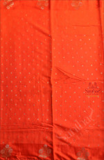 ORANGE COLOUR SATIN BANARAS SAREE WITH ZARI MOTIF AND FLORAL BUTTA BORDER WITH SELF BLOUSE