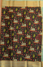 BLACK COLOUR MYSORE SILK SAREE WITH PICHWAI DIGITAL PRINT WITH CONTRAST BLOUSE & BORDER