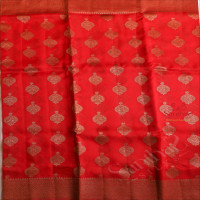 RED COLOUR KORA ORGANZA SAREE WITH ZARI BUTTA WITH SELF BLOUSE & BORDER