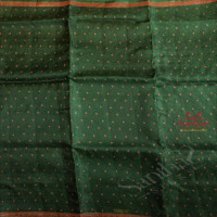 BOTTLE GREEN COLOUR KORA ORGANZA SAREE WITH FLORAL BUTTA WITH SELF BLOUSE