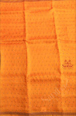 MUSTARD YELLOW COLOUR KORA ORGANZA SAREE WITH ZARI BUTTA WITH SELF BLOUSE