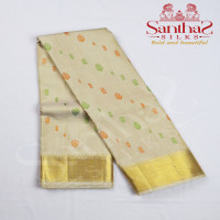 Sandal Color Pure Silk Saree with Gold Zari Border