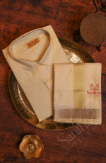 SANDAL COLOUR SHIRT WITH 8 YARD DHOTI