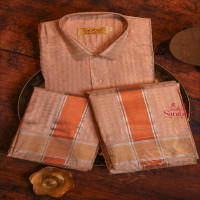 COPPER COLOUR SHIRT + DHOTI + TOWEL & HANDKERCHIEF WITH PERFUME + BELT