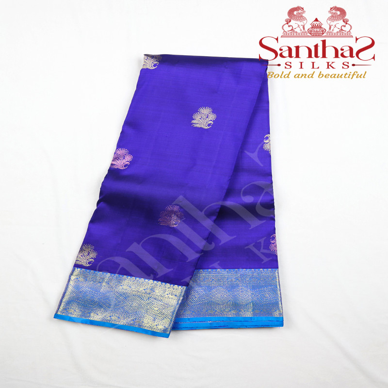 Violet with Anandha Blue Border Pure Silk Saree