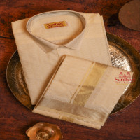 SANDAL COLOUR SHIRT WITH 4 YARD DHOTI
