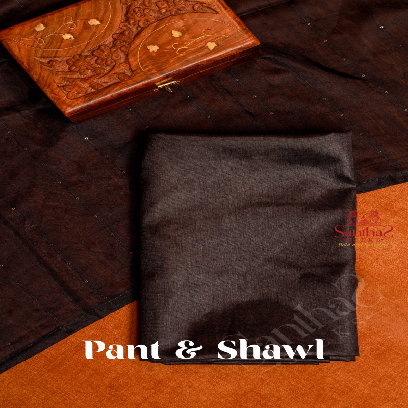 BLACK COLOUR SEMI TUSSAR UNSTITCHED SALWAR SUIT