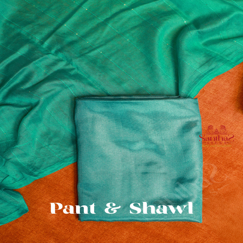 TEAL BLUE SEMI TUSSAR UNSTITCHED SALWAR SUIT