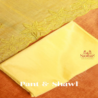 LEMON YELLOW SEMI TUSSAR UNSTITCHED SALWAR SUIT