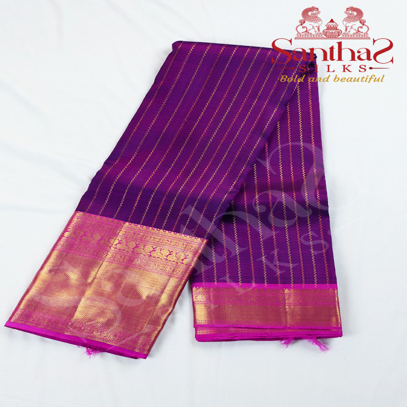 Mejenta with Pink Pure Silk Saree