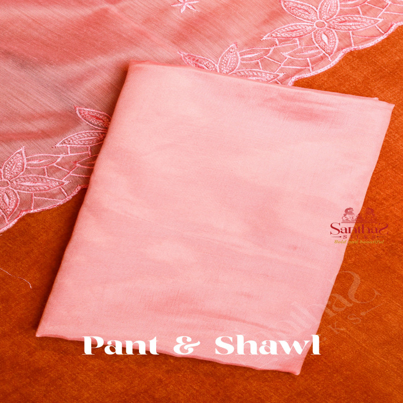 BABY PINK SEMI TUSSAR UNSTITCHED SALWAR SUIT