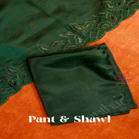 DARK GREEN SEMI TUSSAR UNSTITCHED SALWAR SUIT