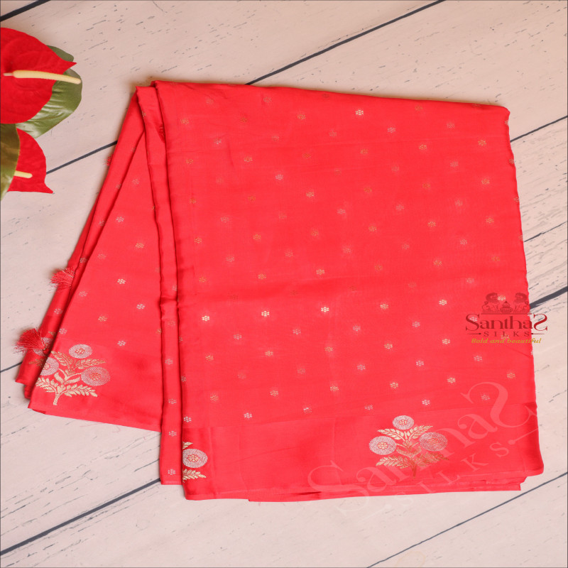SATIN BANARAS SAREE IN RANI PINK COLOUR 