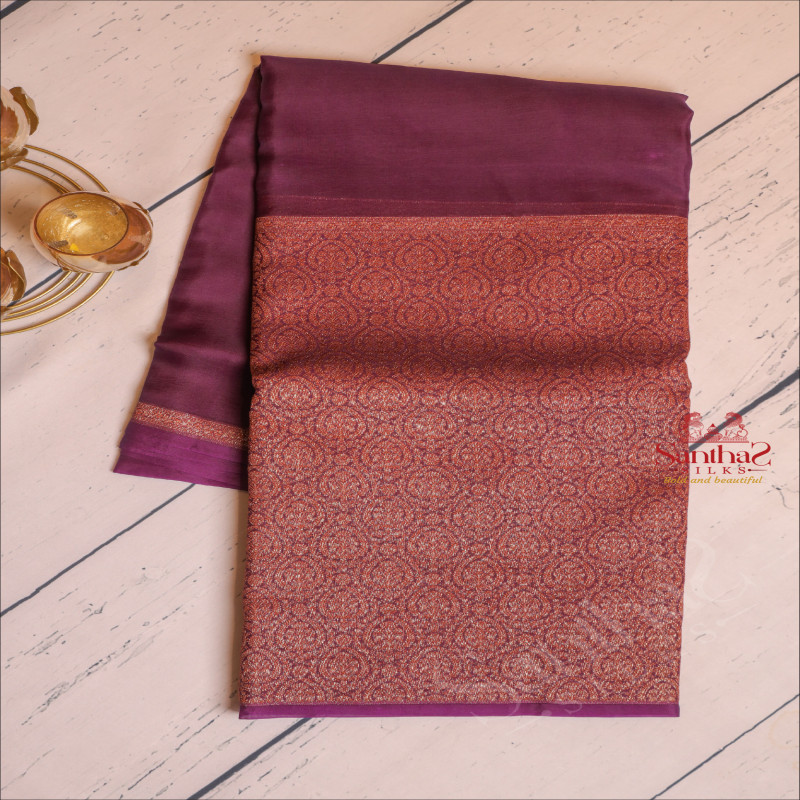  KORA TISSUE SAREE IN VIOLET COLOUR