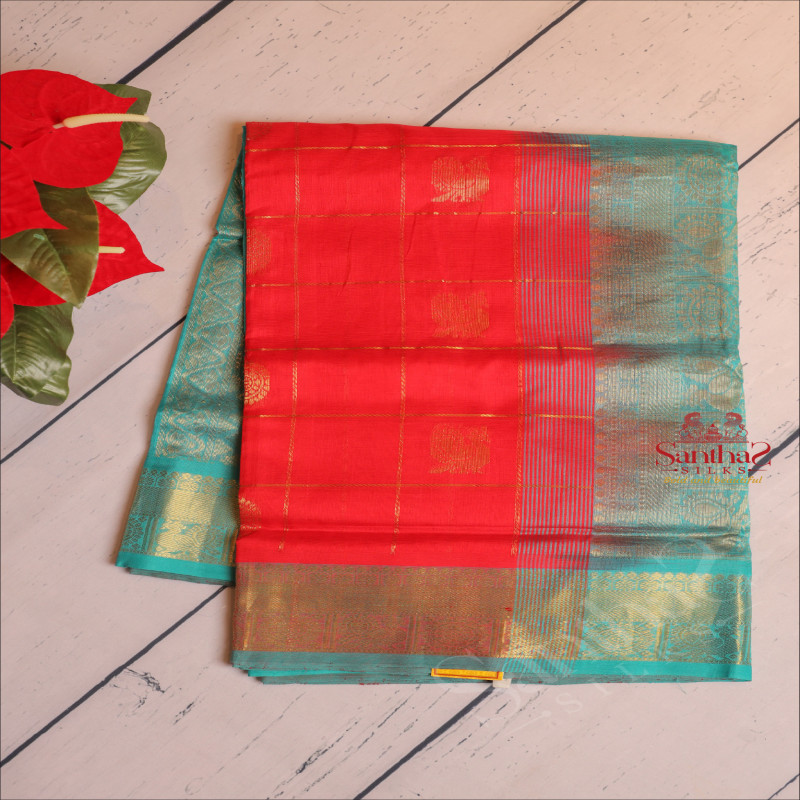 9 YARDS SAREE IN BLOOD RED COLOUR 