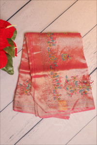 tissue-saree-with-hand-emboridery-work-in-rose-golden-colour-mixed