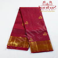 Maroon Pure Silk Saree with Check Patterns