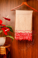 SANDAL COLOUR SEMI STITCHED CHANDERI SALWAR WITH PANT & DUPATTA