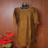 MEHENDI GREEN CHANDERI SILK SEMI - STITCH SUIT WITH KALAMKARI DUPATTA