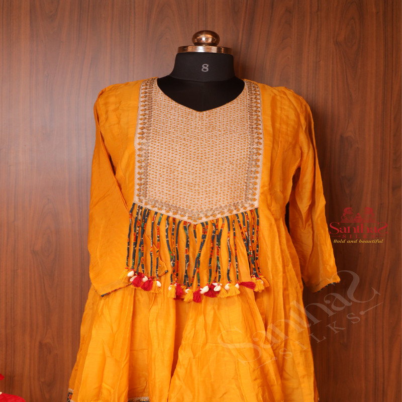 YELLOW CHANDERI SALWAR SUIT