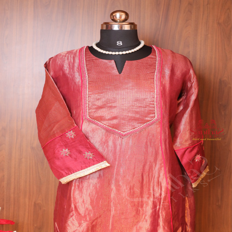 MAROON TISSUE SALWAR SUIT 
