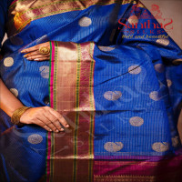 ROYAL BLUE KANJIVARAM SILK SAREE WITH RICH ZARI BORDER