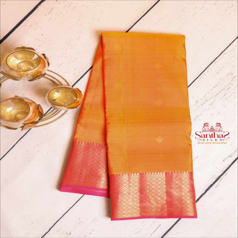MANGO YELLOW COLOUR BODY WITH GOLDEN ZARI BUTTAS AND CONTRAST PALLU & BLOUSE