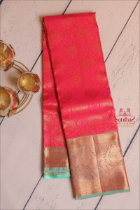 rani-pink-colour-body-with-golden-zari-heavy-designs-and-contrast-pallu-blouse
