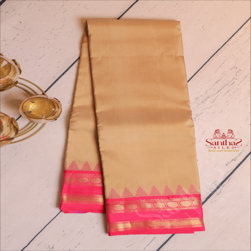 METALIC COPPER COLOUR BODY AND CONTRAST PALLU & BLOUSE