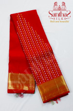 Chilly Red Pure Silk Saree with Gold Zari Border