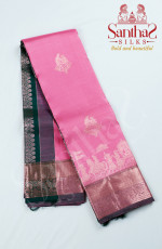 Onion Pink Color Pure Silk Saree with Wedding Theme Border