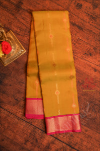 mehandi-green-colour-body-with-golden-copper-zari-buttas-and-contrast-pallu-blouse