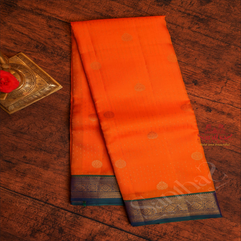 MANGO YELLOW COLOUR BODY WITH GOLDEN ZARI BUTTAS AND CONTRAST PALLU & BLOUSE