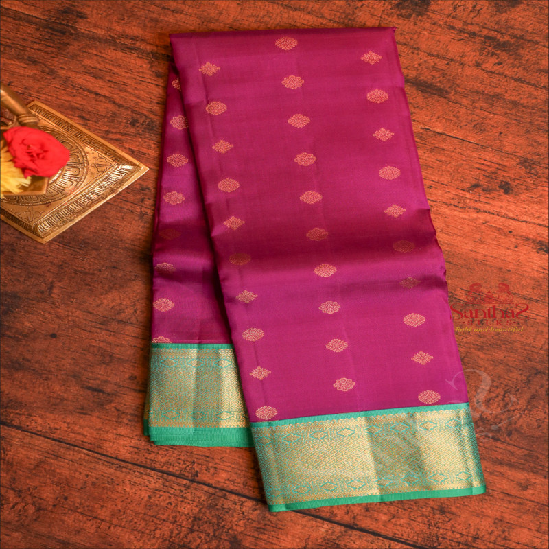 PURPLE COLOUR BODY WITH GOLDEN ZARI BUTTAS AND CONTRAST PALLU & BLOUSE