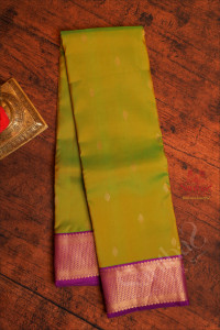 lime-green-colour-body-with-golden-zari-buttas-and-contrast-pallu-blouse