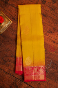 yellow-colour-body-with-golden-zari-butta-with-contrast-blouse-border