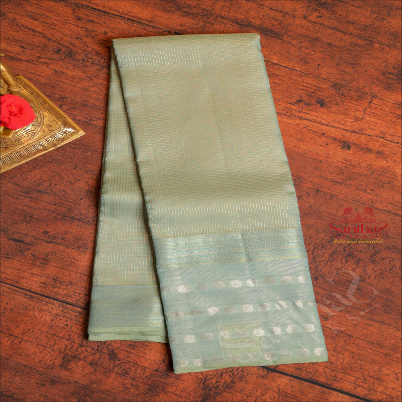 TIFFANY BLUE COLOUR CHECKED BODY WITH SELF BLOUSE & BORDER