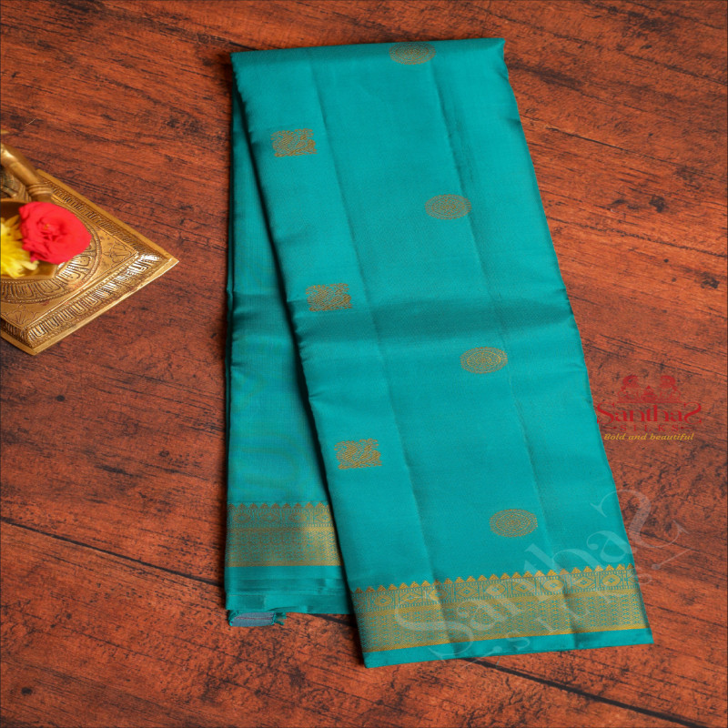 GREEN COLOUR BODY WITH THREAD ZARI ANNAM CHAKKARAM BUTTA WITH SELF BLOUSE AND BORDER