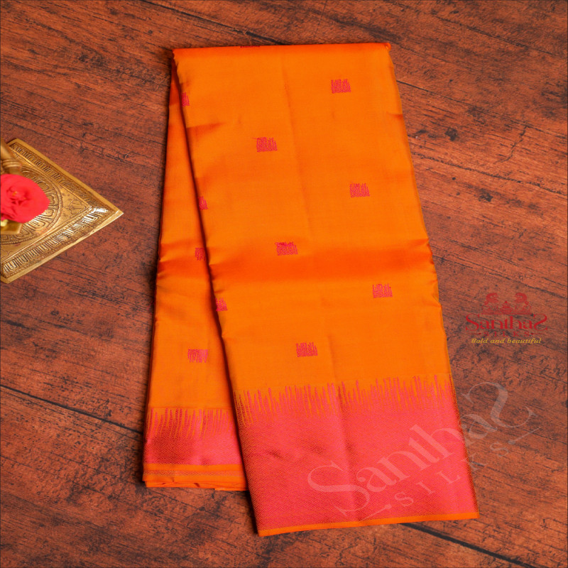 MUSTARD ORANGE COLOUR BODY WITH THREAD BUTTA WITH SELF BLOUSE & BORDER