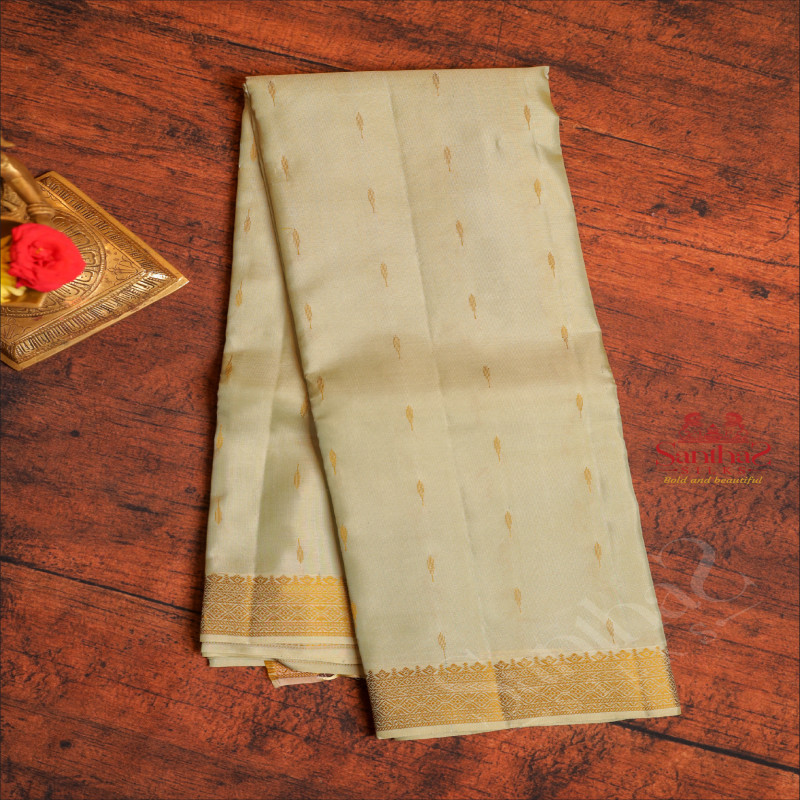 PISTHA GREEN COLOUR BODY WITH FANCY THREAD BUTTA WITH SELF BLOUSE