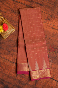 sienna-brown-colour-body-with-zari-strips-with-contrast-blouse-border