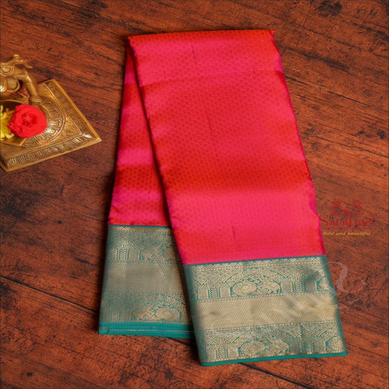 PINK COLOUR BODY WITH ZARI EMBOSED WITH CONTRAST BLOUSE & BORDER