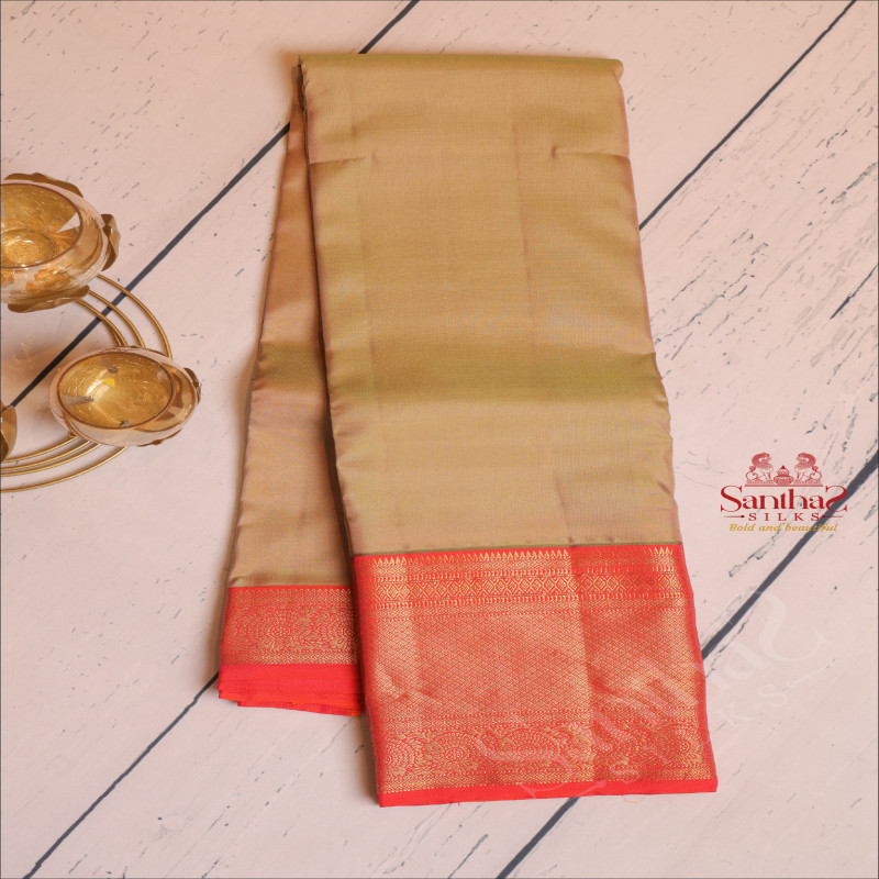 BASIL GREEN COLOUR BODY AND CONTRAST PALLU & BLOUSE