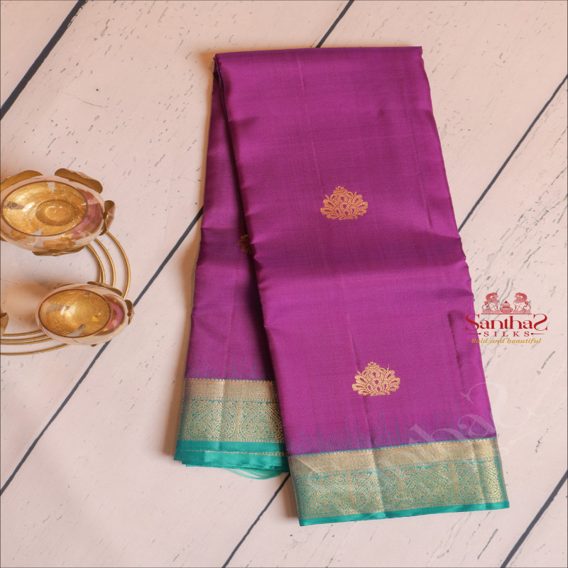 ORCHID VIOLET COLOUR BODY WITH GOLDEN ZARI MOTIFS AND CONTRAST PALLU & BLOUSE